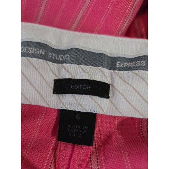 Express Womens Pink Pinstripe Editor Pants Size 6 Old Money Y2K 2000s Preppy - Picture 5 of 10